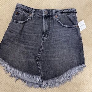 NWT Free People Faded Black Denim Mini Sz 26